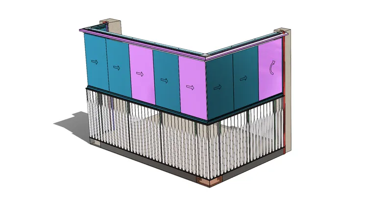 Fully glazed aluminum balcony railings with folding glass panels — photo 2